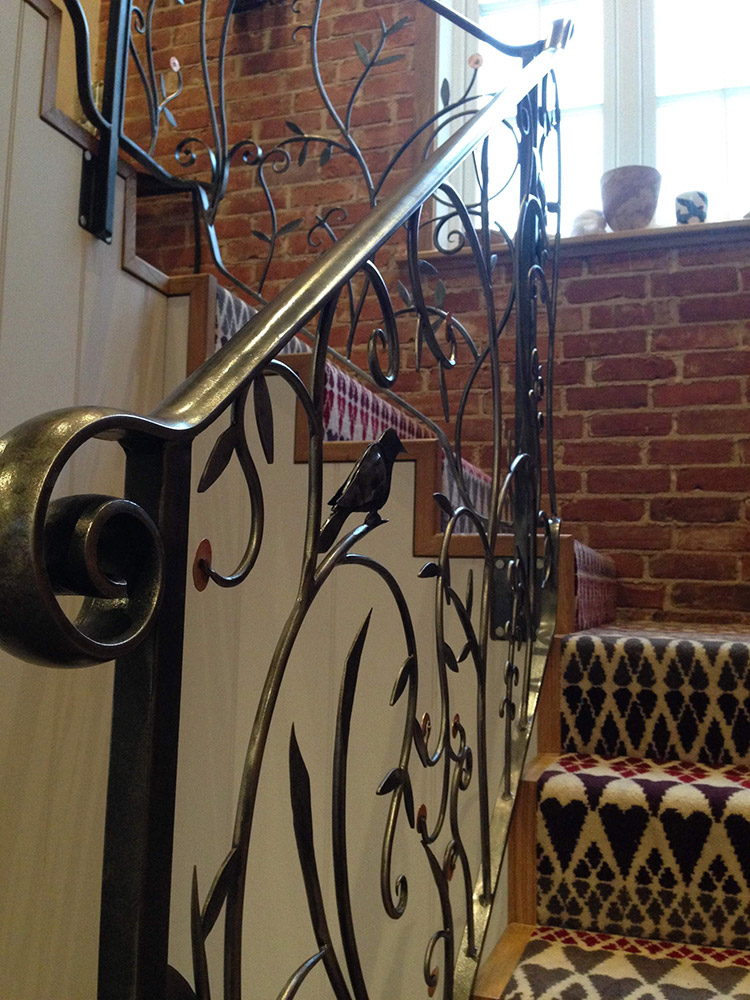 Forged Steel and Copper Balustrade Design Linzi West by Simon Connet Blacksmith Dorset