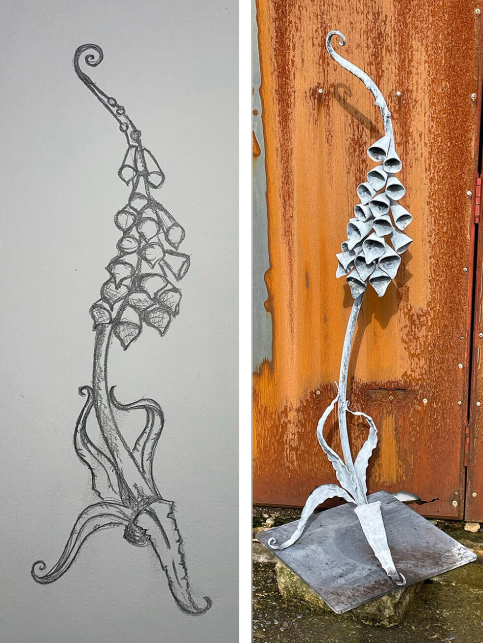 Foxglove Sculpture - Simon Connett Blacksmith
