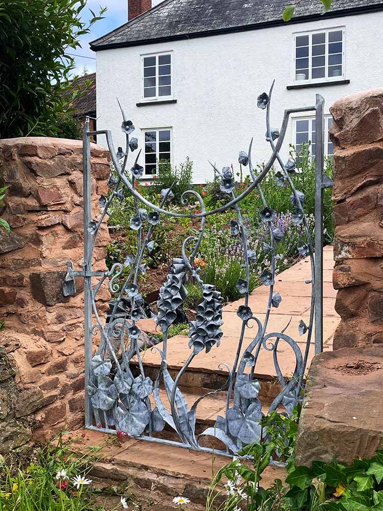 Hollyhock and Foxglove Garden Gate Sculpture