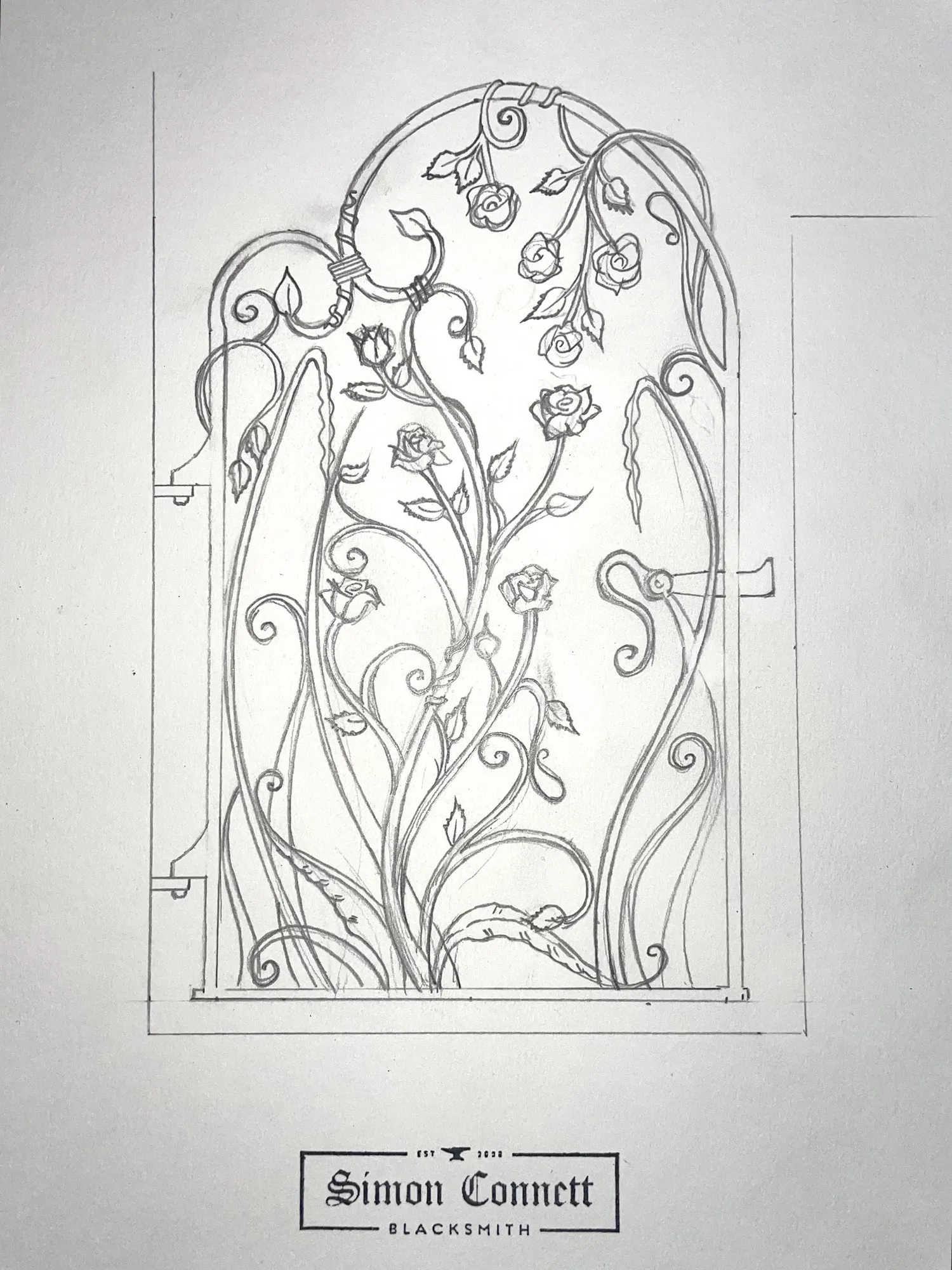 Rose Garden Gate Drawing East Sussex